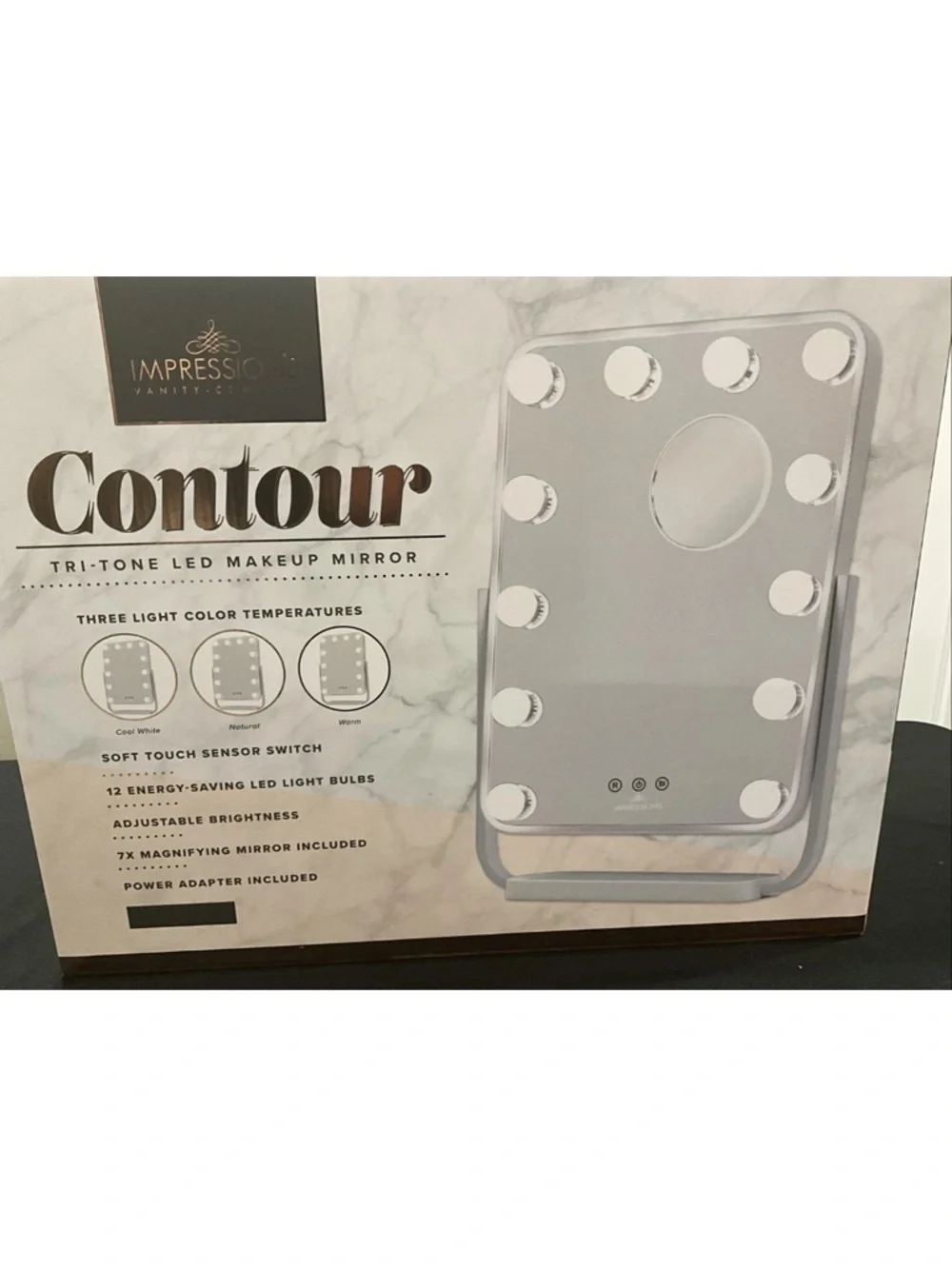 Impressions Contour Tri-Tone LED Makeup Mirror - White